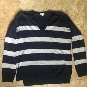 GAP Blue and White Striped Hi-Lo Sweater
